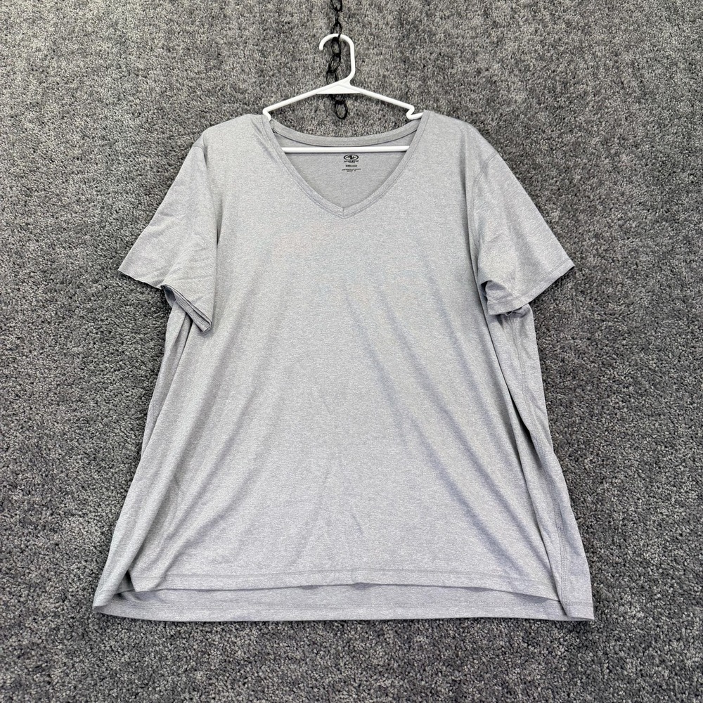 Athletic Works Shirt Womens 3XL Gray V Neck Short Sleeve Tagless Plus Basic